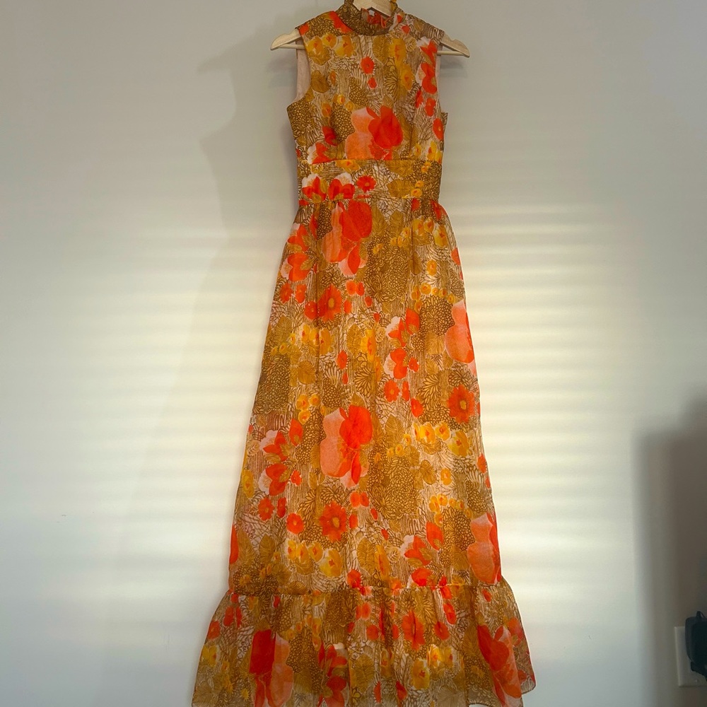 Vintage orange floral dress